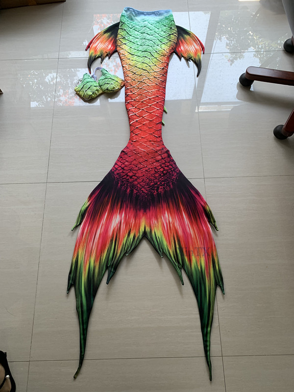 2017 Summer Mermaid Tail With Monofin Swimmable Swimsuit Bikini Tail+Flippers