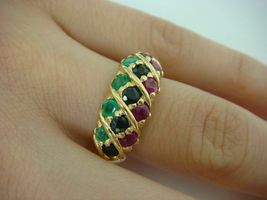 2.50Ct Elegant 14K Yellow Gold Over Rubies, Emeralds And Sapphires Ladies Ring - £74.11 GBP