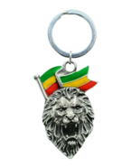 Lion of Judah Rasta Pewter Keyring Jamaica Enamel Quality 30mm Ring &amp; Po... - £9.93 GBP