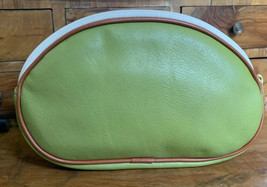 Luxury Pieced Smooth Leather cosmetic bag zip top Made in CT, USA Olive Green - £30.59 GBP
