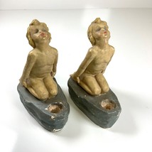 Vtg Pair Art Deco Nude Women Candle Holders 1940s/50s Helen Adele Lerch Shaw - £220.48 GBP