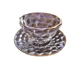Fostoria American Gold Rim Clear Cut Glass Bowl and Saucer Underplate 4.5&quot; &amp; 6&quot; - £10.93 GBP