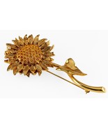 Carolee Costume Broche Plaqué Or Tournesol avec Orange Cristaux - £38.99 GBP