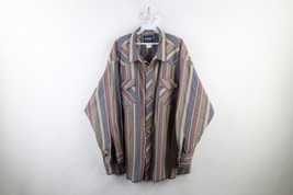Vintage 90s Wrangler Mens 4XB Faded Rainbow Striped Color Block Button Shirt - £42.60 GBP