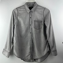 Lucky Brand Grey Button Down Shirt with Back Button up Detailing Size Small - £19.82 GBP