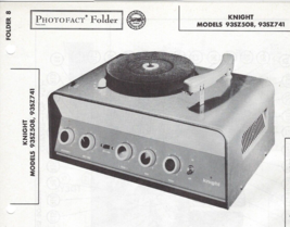 1957 KNIGHT 93SZ508 93SZ741 Record Player Photofact MANUAL Phonograph Am... - $10.88