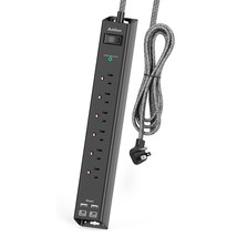 Surge Protector Power Strip - Extension Cord With 6 Ac Outlets 4 Usb (2 Usb-C Po - £25.65 GBP