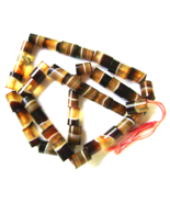 Vintage Agate Trade Beads Hand Cut Tubular Brown Amber White Bands   - £17.69 GBP