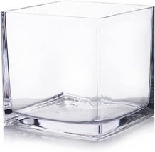 Enovafloral Cube Glass Vase, 6X6 Inch Glass Vase For Flowers Planter, Clear - £28.77 GBP