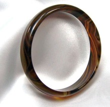 Unique genuine Genstone deep brown amber agate bangle /bracelet one size  - £12.56 GBP