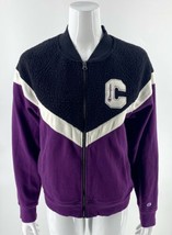 Champion Zip Up Sweatshirt Jacket Sz Medium Purple Black Fleece Athletic Womens - £27.66 GBP