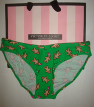 New Victoria&#39;s Secret &quot;Pink&quot; Bikini Panty Green With Christmas Gingerbread Xl - $12.86