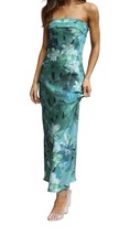 Women&#39;s Sexy Satin Tube Maxi Dress Elegant Silk Strapless Open Back Part... - $25.74