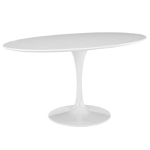 60&quot; Oval White Pedestal Stem Dining Table Lacquered Chip Resistant Wood Top - £785.76 GBP