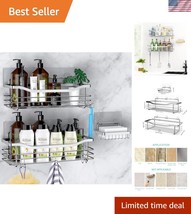 Stainless Steel Adhesive Shower Caddy &amp; Soap Holder - Easy No-Drill Inst... - $46.50