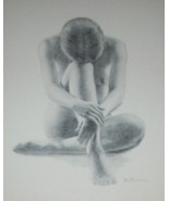 ORIGINAL FRAMED &amp; MATTED De SIMONE NUDE WOMAN IN POSE ART PRINT - €151,74 EUR