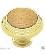 1 Liberty BRASS &amp; Red Oak WOOD Round KNOB Drawer cabinet Pull p50084c-pb3-c - $26.20 CAD