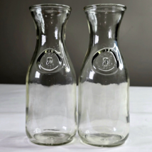 2 Embossed Paul Mason since 1852 Glass 7” Milk Bottle Mini Jug Carafe Da... - $285.10 MXN