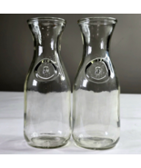 2 Embossed Paul Mason since 1852 Glass 7” Milk Bottle Mini Jug Carafe Da... - €13,02 EUR