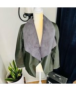 Tahari Faux Leather Moto Drape Wrap Jacket, Comfy Dark Green, Size Small... - $77.10 CAD