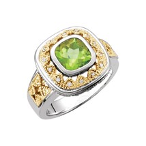 Authenticity Guarantee 
Cushion Peridot with Diamond Ring Sterling Silver and... - £678.65 GBP