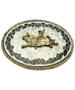 Vintage Bull Riding Cowboy Belt Buckle Etched Silver Gold Tone Western R... - $22.91 CAD