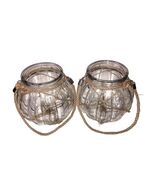 Vtg Nautical Glass Lantern Candle Holder Planter Rope Handle Coastal 6” ... - €44,97 EUR