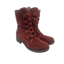 Denver Hayes Women&#39;s 6&quot; Lace-Up Boots Red Suede Size 8M - £22.44 GBP