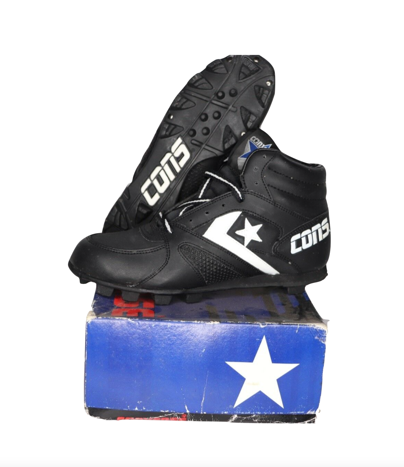 NOS Vtg 90s Converse Cons Diamond Demon Hi Softball Cleats Black M 5 Wom... - $49.45