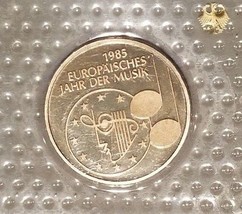 GERMANY 5 MARK PROOF CUNI COIN 1985 MUSIK PROOF SEALED MINT BLISTER - £29.47 GBP
