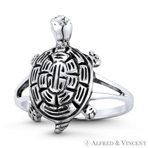 Tortoise Turtle Animal Charm .925 Sterling Silver Right-Hand Beachbum Boho Ring - £22.05 GBP