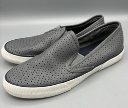 Sperry Top Sider Womens Shoes 8 Grey Leather Perforated Slip On Loafers ... - $291.89 MXN