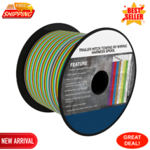 100Foot 4-Way 14 Gauge Trailer Towing Wiring Harness Bonded Wires Spool 4-Wire - £35.62 GBP