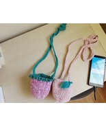 Crochet Peach Fruit bag, handmade purse for children - £7.72 GBP