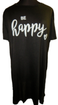 Shein Women&#39;s Be Happy Black Short Sleeve Nightgown Plus Size 3X - £11.79 GBP