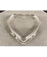 Transparent Solid Glass Heart Paperweight, 1&quot; Thickness, Valentine/Anniv... - £19.20 GBP