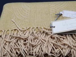 Sferra Kelly Wearstler Honey Throw Blanket Fringed Crescent Lambs Wool Soft NEW - £143.88 GBP