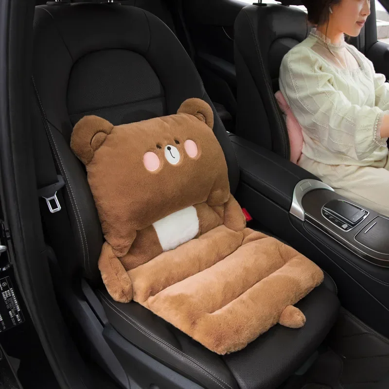 Car Cushion Winter Plush Car Interior Seat Cushion Cute Cartoon Lumbar C... - £29.66 GBP
