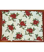 Christmas Red and White Poinsettia Tablecloth Ivory W/Poinsettias 80&quot; x 56&quot; - €10,75 EUR