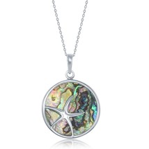 Sterling Silver Starfish Round Abalone Pendant w/Chain - £80.31 GBP