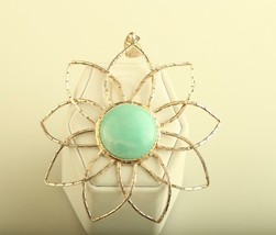 Vintage Milor Sterling Silver 925 Italy Amazonite Floral Pendant - £46.39 GBP