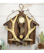 Rustic Stag Antlers On Cabin Log House Birdhouse Bird Feeder With Wire H... - $64.23 CAD