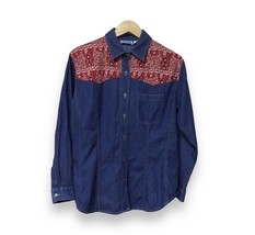 Rockabilly Bandana Western Denim Shirt By Marisol Large - £19.65 GBP