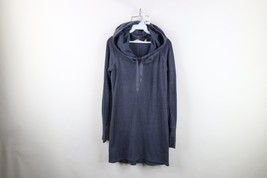 Athleta Womens XS Intention Cover Up Cowl Neck Hoodie Sweatshirt Dress Blue - $39.55