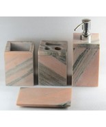 Luxury Pink Marble Bath Accessories Set of 4 Includes Soap Dispenser, To... - $4,204.39 MXN