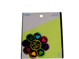 WRIGHTS IRON ON APPLIQUE 2-1/2" 'LOVE"  circled w/hearts  (applique bx) - $2.10