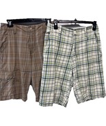 Aeropostale 2 PAIR Men’s Size 27 Cargo Plaid Shorts Chino Pockets Classi... - $33.87 CAD