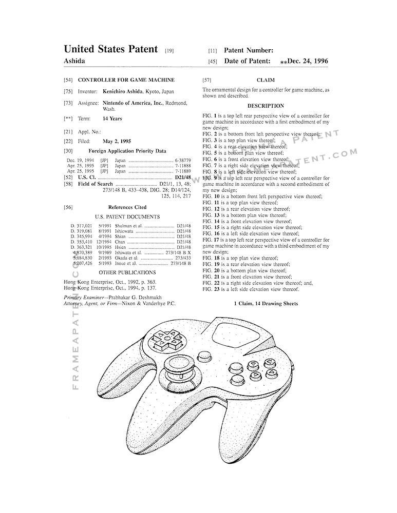 Nintendo Controller Patent Print - White