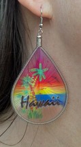 HAWAII TEARDROP THREAD DANGLE FISHOOK EARRINGS SUNRISE/SET FASHION JEWEL... - $18.99