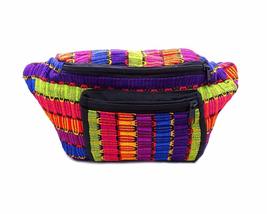 Large Thick Multicolored Woven Cotton Striped Pattern Fanny Pack Waist Bag - Han - £15.78 GBP